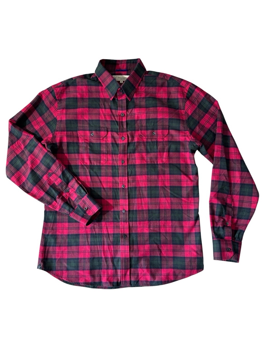 Teddy Stratford mens 6 2XL XXL red plaid zip up flannel small batch no 649 shirt